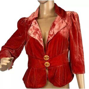 Anthropologie Elevenses Women's Velvet Burnout Dip Dye  Jacket Blazer Size 6